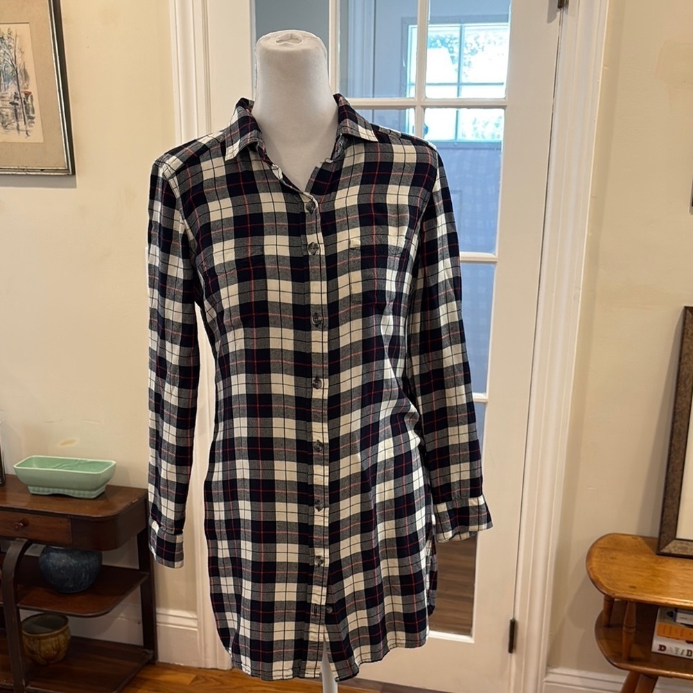 Marine Layer Dahlia Plaid Button-Up Shirt Dress.  Size XS